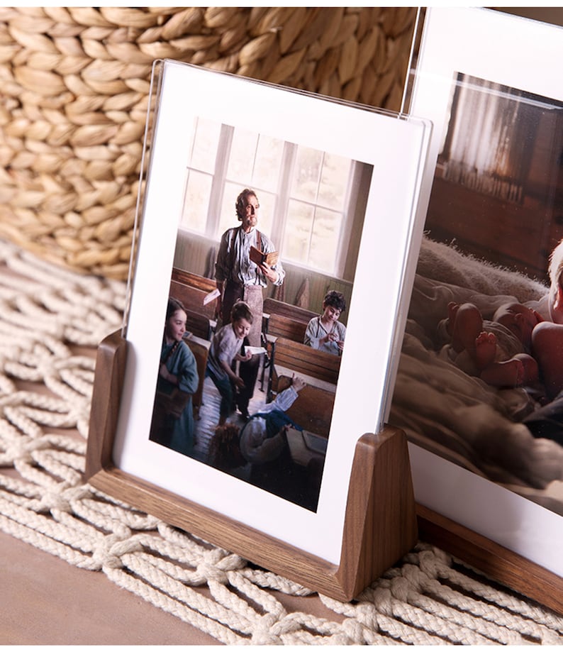 Vintage Black Walnut Photo Frame,Transparent Tabletop Picture Frame,Baby Frame,Wedding Photo Frame,Wedding Day Keepsake Frame,Christmas Gift image 3