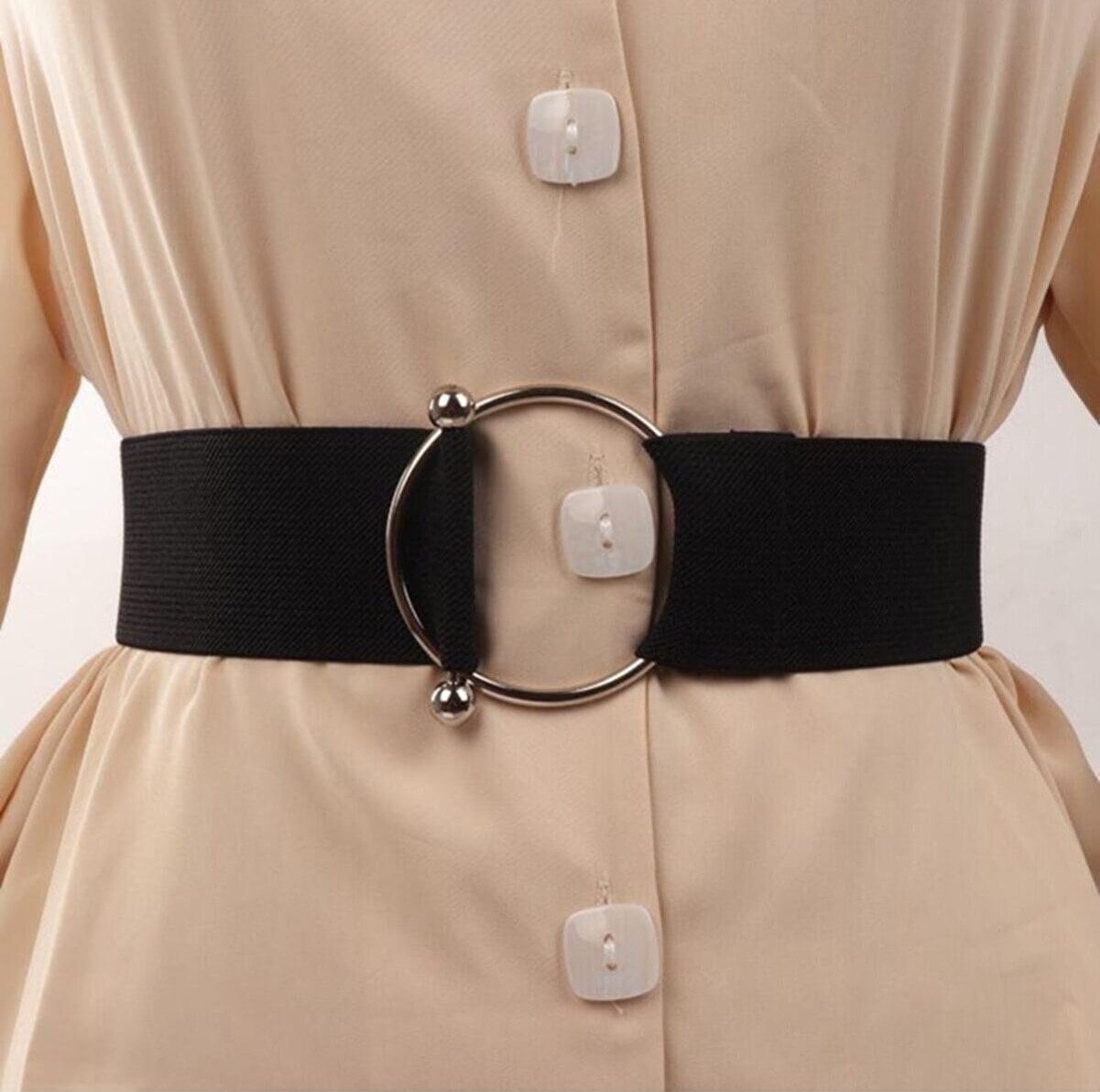 ZIBUYU Elastic Stretchable Ladies Waist Belt with Interlocking