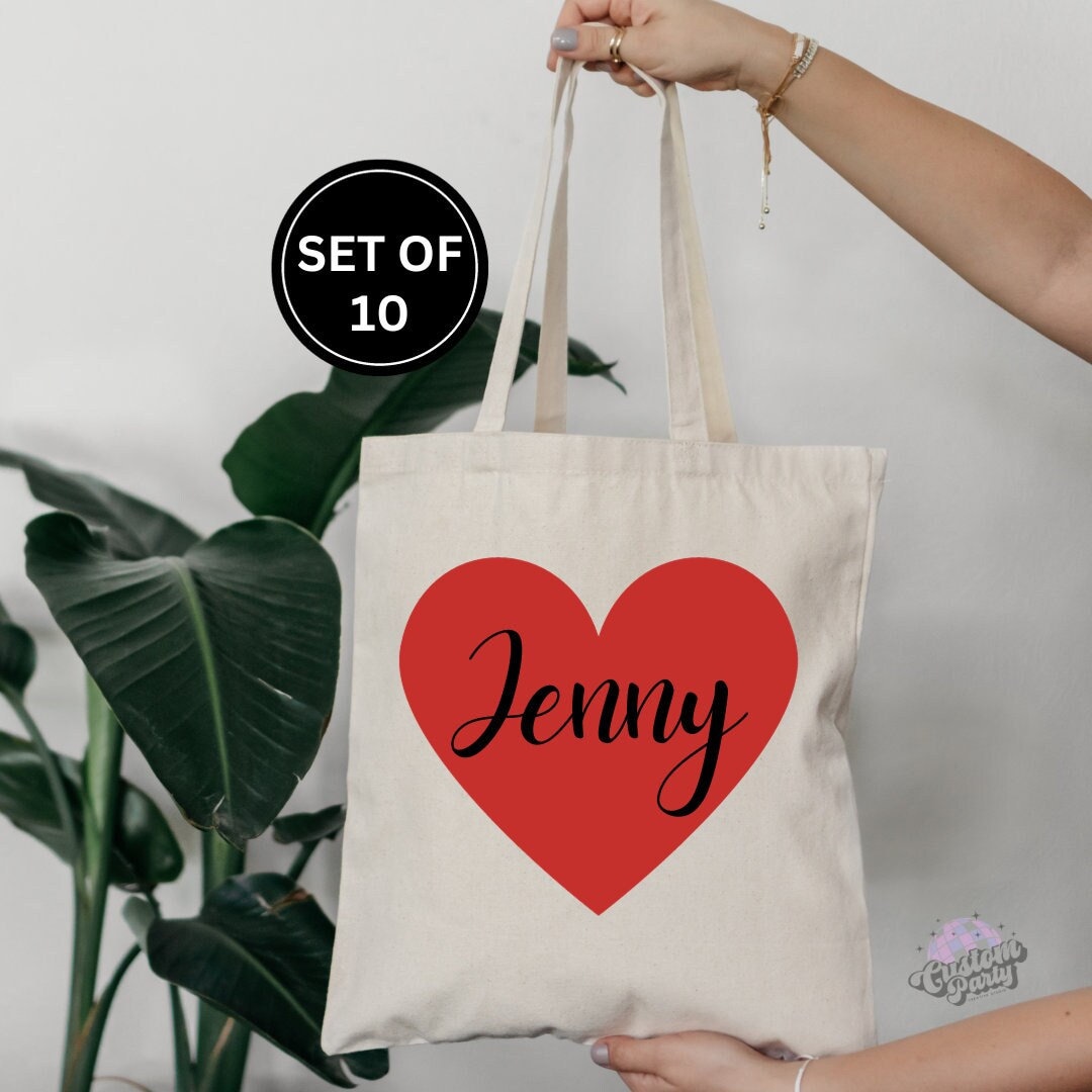 SET OF 10 Personalized Valentine Goodie Bags Valentine's Day Party Favor Bags Kid Valentine's