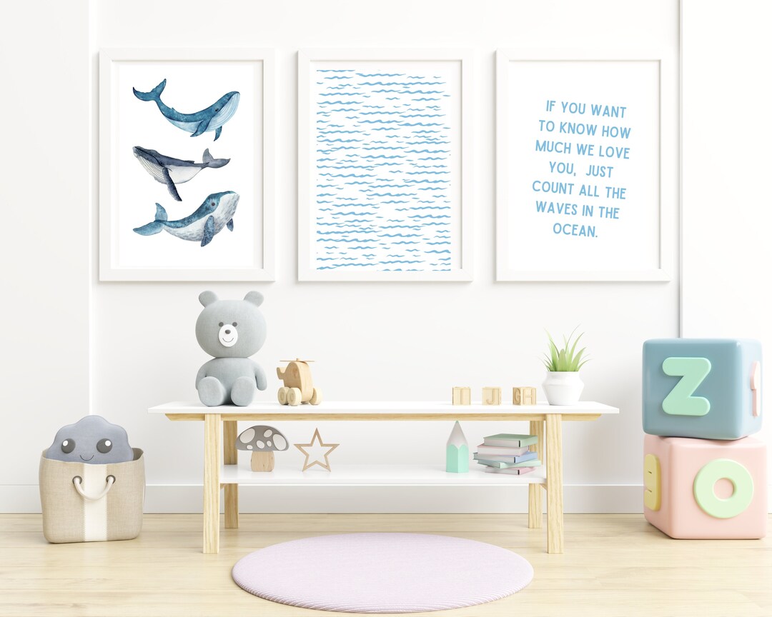 Ocean Nursery Wall Art for Baby Boy Ocean Themed Nursery Etsy