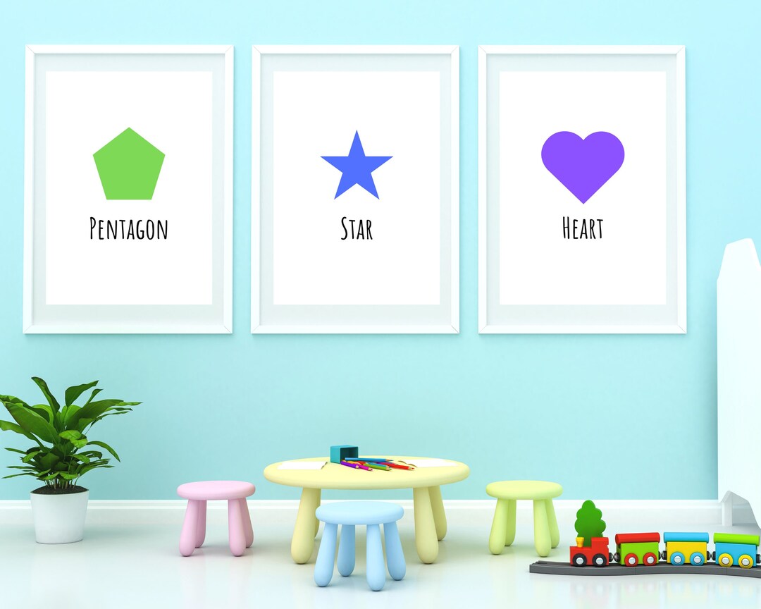 Learning Shapes Playroom Décor Playroom Wall Art Prints Etsy