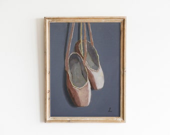 Ballet Shoes ''Ballerina'' Pointe Shoes Oil Painting 13x18cm