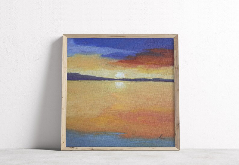Oil Painting Beautiful Sunset Sky, Sunset and Clouds Landscape oil painting image 3