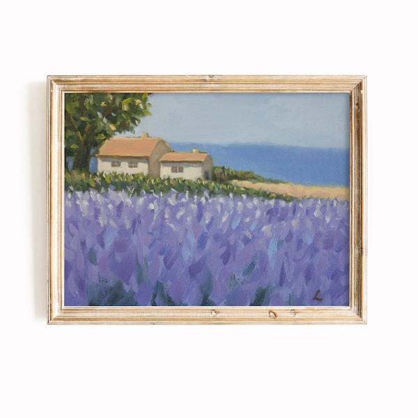 Peinture à l'huile "Rêve de lavande" Champ de fleurs de lavande en peinture de paysage de Provence