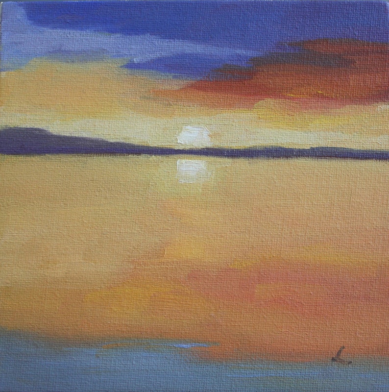 Oil Painting Beautiful Sunset Sky, Sunset and Clouds Landscape oil painting image 2