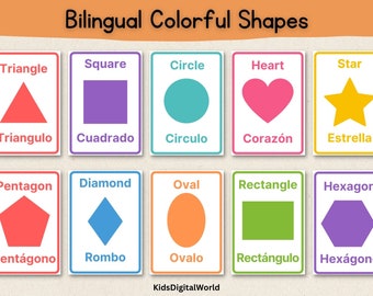 Bilingual Shapes Flashcards: Montessori Homeschool Printable (PDF)