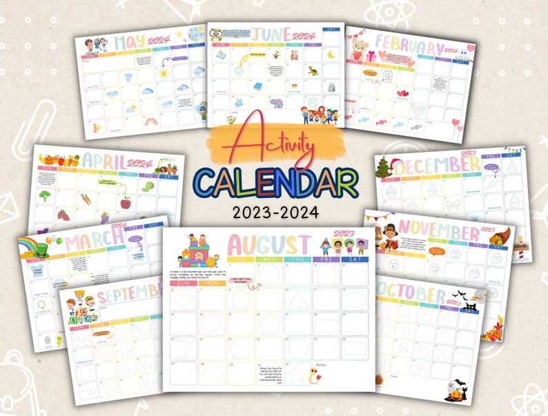 Interactive School Calendar for Kids, VPK Activity Calendar, 20232024