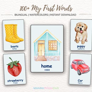 Tarjetas didácticas bilingües de primeras palabras / Aprendizaje de inglés y español (PDF)