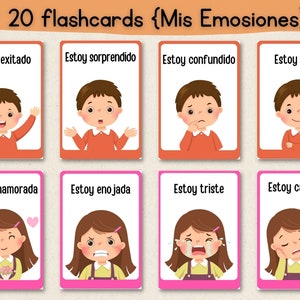 Spanish Feelings and Emotions Toddler Flash Cards Emotion Flashcards ...