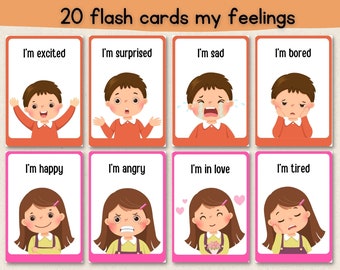 Feelings and Emotions Toddler Flash Cards | Emotion Flashcards | Educational Flash Cards | Printable emotions for Preschool