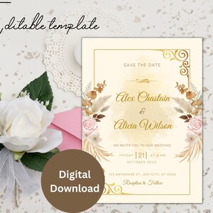 Wedding Invitation Template, Wedding Invitation, Printable Wedding Invitation Template , Beautiful wedding invitation card