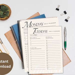 Work From Home Planner, Personal Daily Planner, Productivity Planner, Daily Hourly Planner, Instant Download, A5/A4/Letter/Half Letter