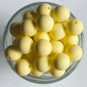 15mm Silicone Beads•Cream Yellow Round Silicone Beads•Yellow Silicone Beads•Loose Beads•Keychain Beads•Pen Beads