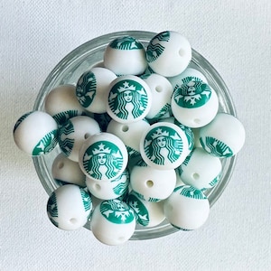 15mm Green Coffee Silicone Beads: Lanyard, Keychain & Pen Beads