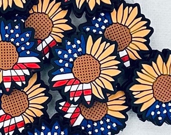 Patriotic Focal Bead•American Flag Sunflower