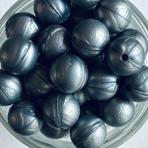 15mm Metallic Silver Round Silicone Beads