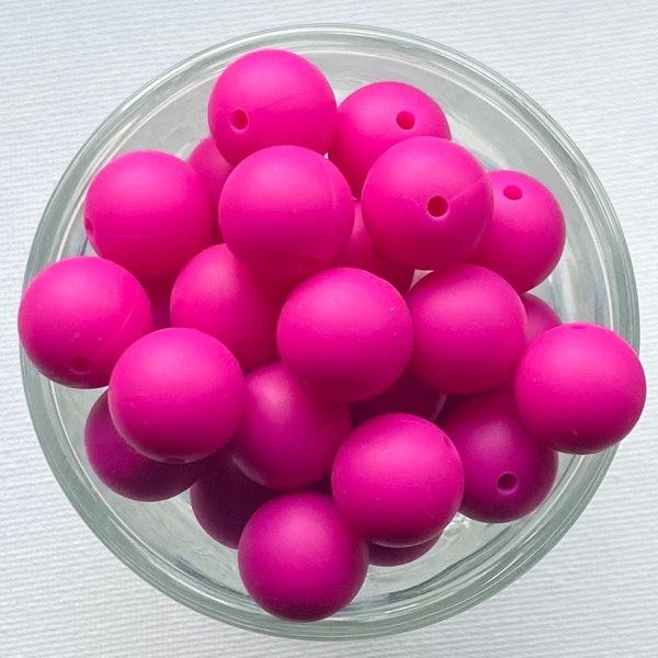 15mm Silicone Beads•Violet Red Round Silicone Beads•Violet Red Silicone Beads•Lanyard Beads•Keychain Beads•Pen Beads