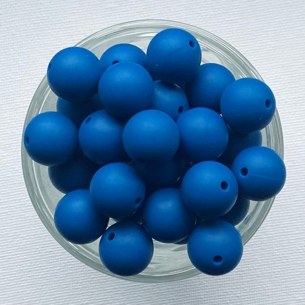 15mm Silicone Beads•Sapphire Blue Round Silicone Beads•Blue Silicone Beads•Blue Silicone Beads•Keychain Beads•Pen Beads