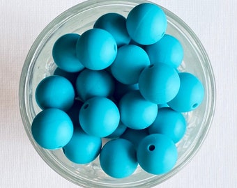 15mm Silicone Beads•Teal Round Silicone Beads•Turquoise Silicone Beads•Round Silicone Beads•Keychain Beads•Pen Beads
