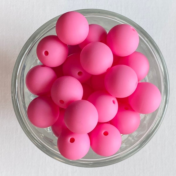 15mm Silicone Beads•Pink Round Silicone Beads•Pink Silicone Beads•Lanyard Beads•Keychain Beads•Pen Beads