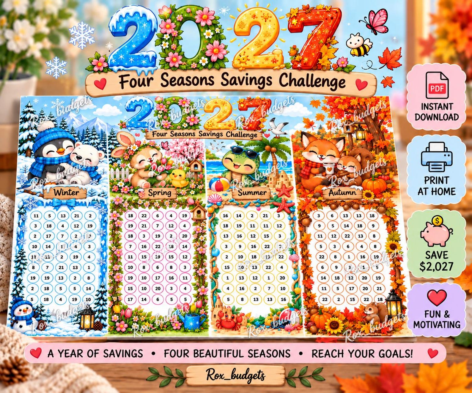 2027 Savings Challenge Printable | Save 2,027 | Four Seasons Savings ...
