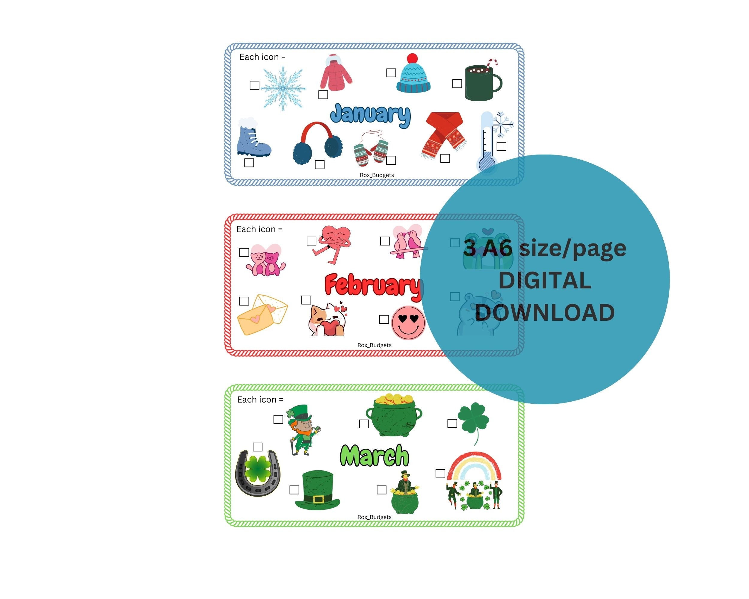 Digital 12 Month Savings Challenge Bundle | For A6 Envelopes | Cash Envelopes | Monthly Savings| Digital Download |