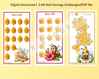 3 A6 Bee Low income Mini Savings Challenge | Digital Download