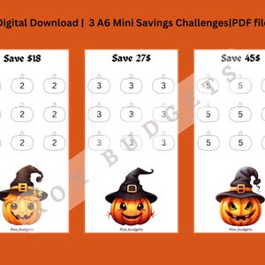 3 A6 Cute Pumpkin Halloween Autumn | Low income Mini Savings Challenge | Digital Download