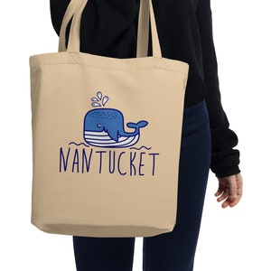 NANTUCKET PERSONALIZED TOTE WITH LEATHER TRIM - LEATHER PATCH
