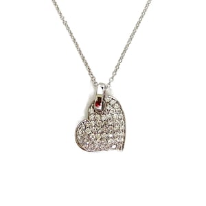 Vintage 2000s Heart Necklace Cubic Zirconia Solid Sterling Silver Marked .925