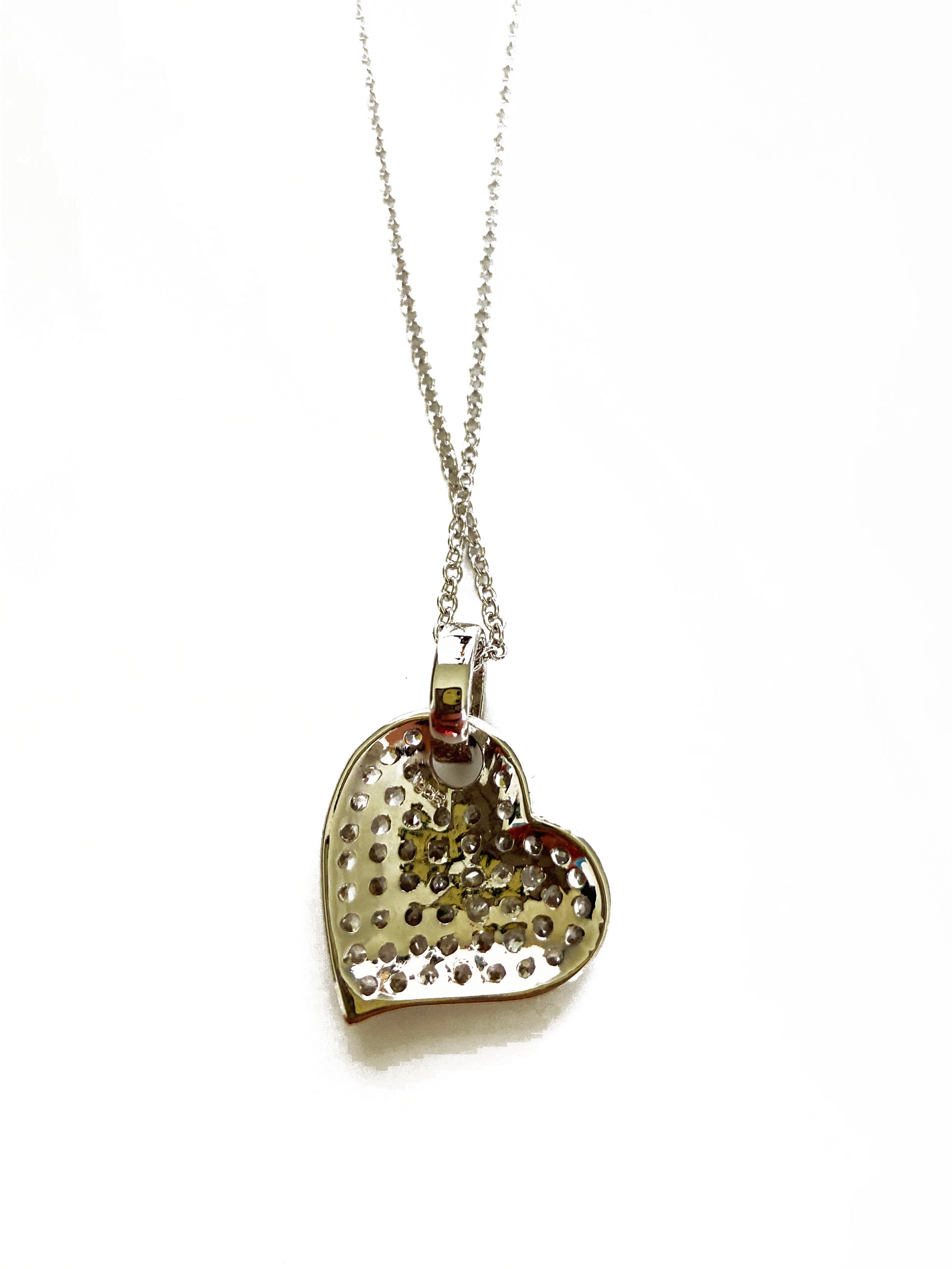 Vintage 2000s Heart Necklace Cubic Zirconia Solid Sterling