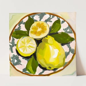 Preppy Chinoiserie Lemons & Staffordshire Dogs Wall Art Print – Palm Beach Regency Style Home Decor
