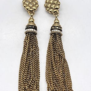 Vintage 1989 Pierre Balmain Tassel Clip Earrings French High Fashion Luxury Brand Couture Runway