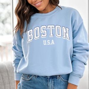 Felpa del Boston College, maglietta pullover girocollo vintage retrò, regalo per gli amanti della città di Boston, maglione girocollo del college degli Stati Uniti con nome