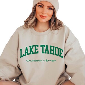 Lake Tahoe Sweatshirt, Trendy Preppy Sweatshirt, Aesthetic College Crewneck Oversized Minimalist Sweater Lake Tahoe California Unisex Shirt