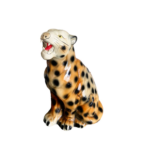 Ceramic Cheetah Large Statue Etsy