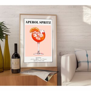 Aperol Spritz Art Print Bar Cart Decor Clássico Aperol Spritz Poster Trendy Cozinha Parede Sinal de Álcool Assinatura Sinal de Bebida Pintura