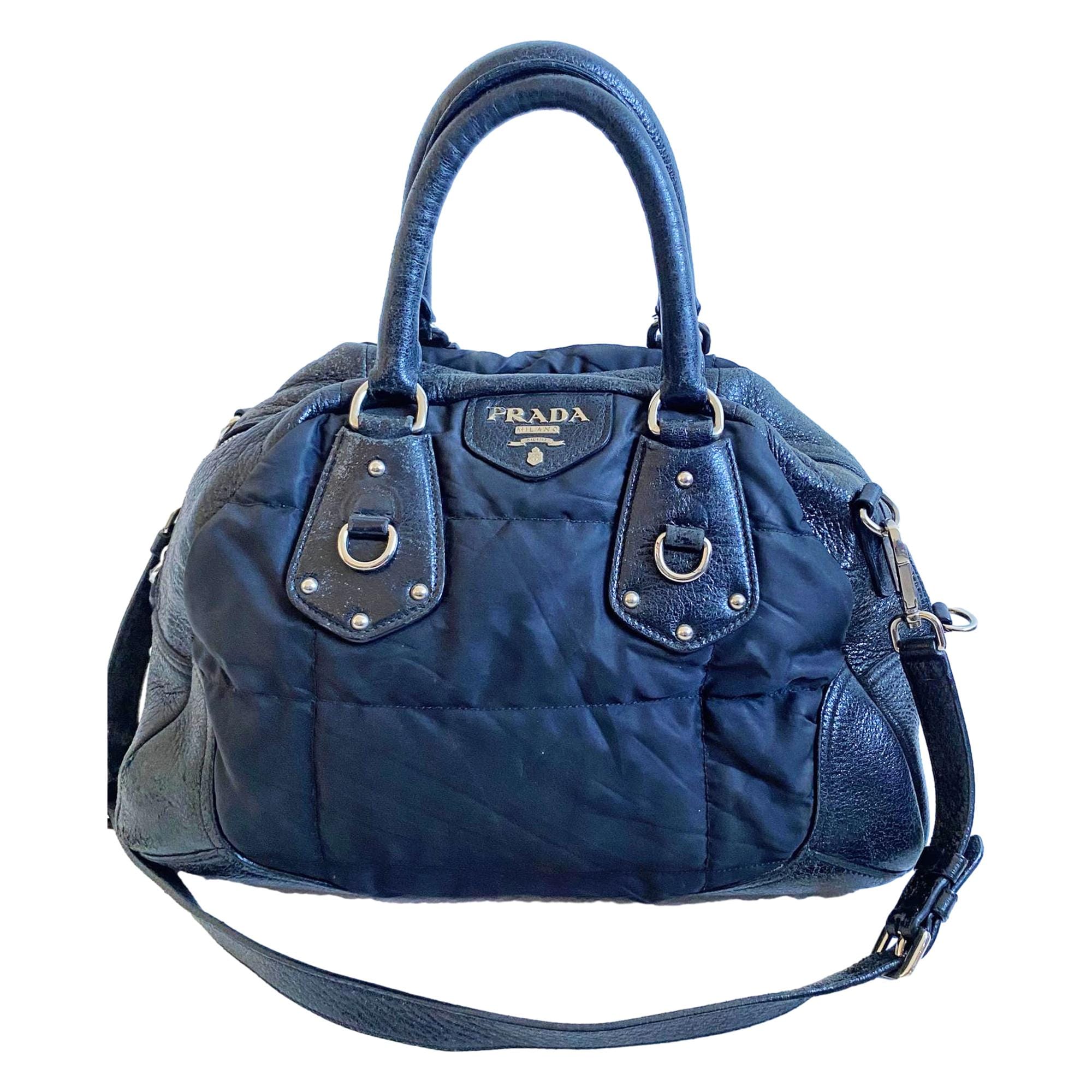 Vintage Prada Promenade Bag – Black Canvas & Leather Handbag