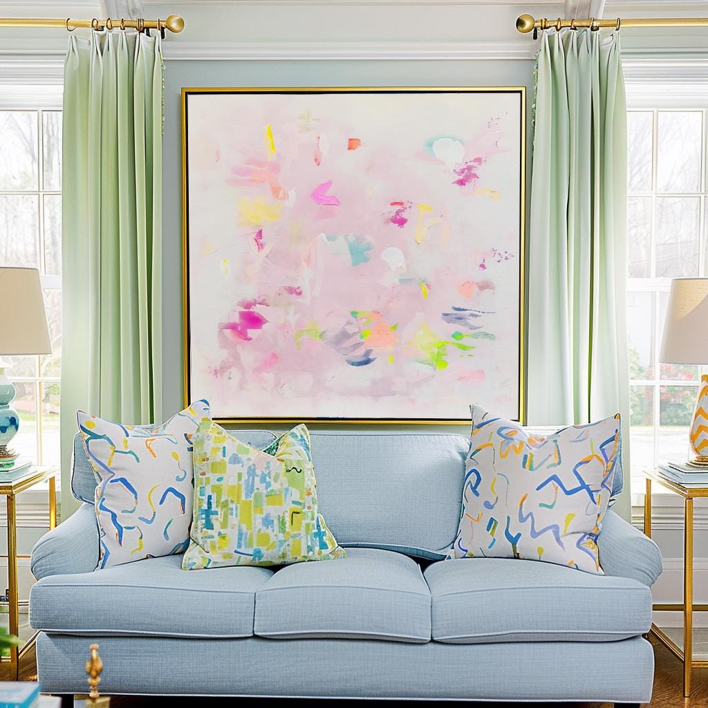 Regency Abstract Abstract Canvas Wall Art: Rosewater Ribbons Print - Palm Beach Regency ...