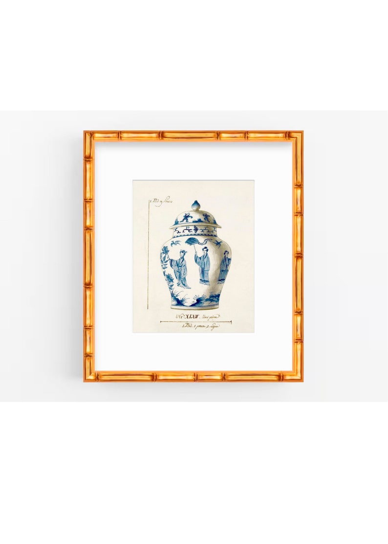 Blue and White Ginger Jar Art Print Chippendale Style Etsy