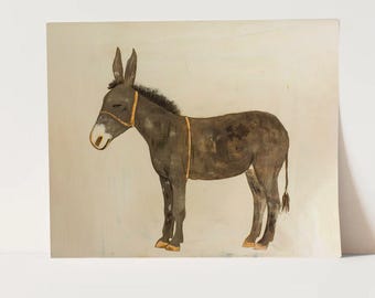 Donkey Sketch Art Print: minimalistisch muurdecor ruitersport