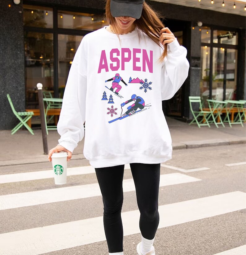 Ski Snowboard Sweatshirt Aspen Colorado Ski Shirt Trendy Etsy