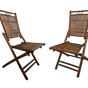 Chairs Ratan Bamboo Pair French Modern Neoclassical Bamboo & Rattan Lounge /Side Chairs Folding Director Palm Beach Home Style