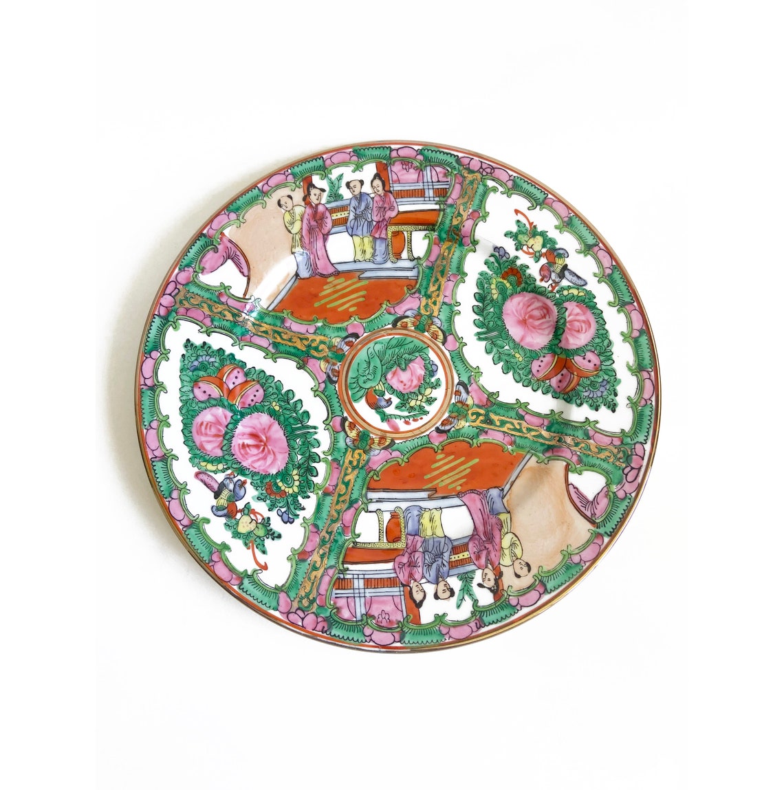 Rose Medallion Plate Vintage Asian Chinese Palte Rose Medallion