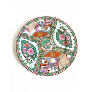 Rose Medallion Plate Vintage Asian Chinese Palte Rose Medallion Chinoiserie Four Panel Porcelain Dinner Plate Floral Asian Lover Plate Gift