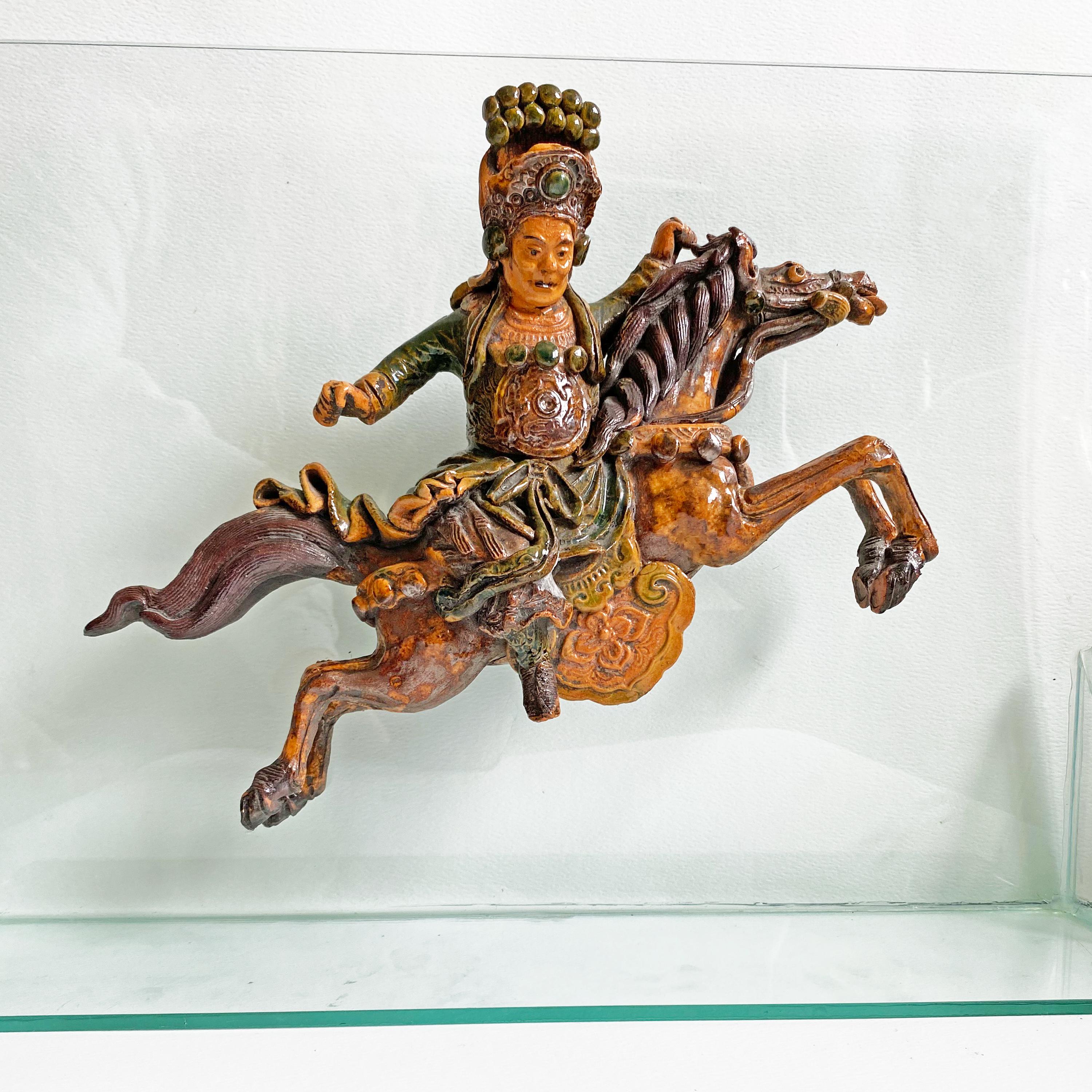 Ming Dynasty Sancai Glazed Warrior Roof Tile: Chinese