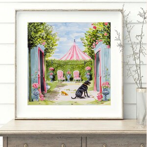 Chinoiserie Pagoda Art Print: Asian Blue and White Vase Watercolor