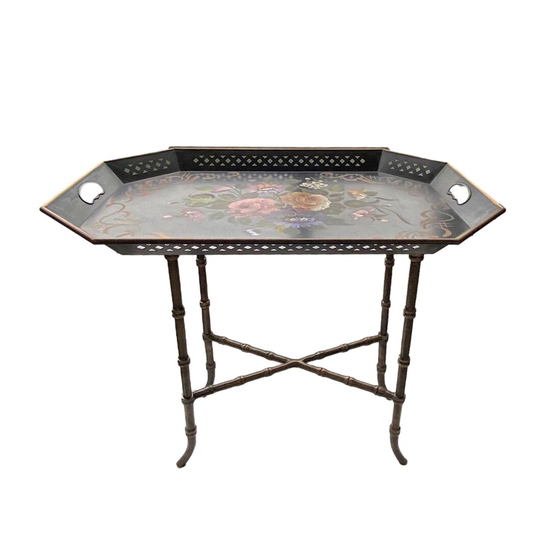 Vintage 1950s Faux Bamboo Tray Table: Tole Metal, Mid-century Decor - Etsy