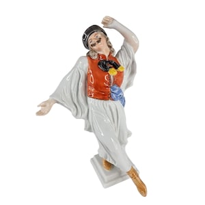 Elegant Herend Dancing Man Figurine – 12” Tall, Hand Painted Hungarian Porcelain