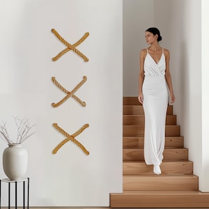 Minimalist Macrame Wall Hanging Set: Natural Jute Rope Art, Magnetic Mount